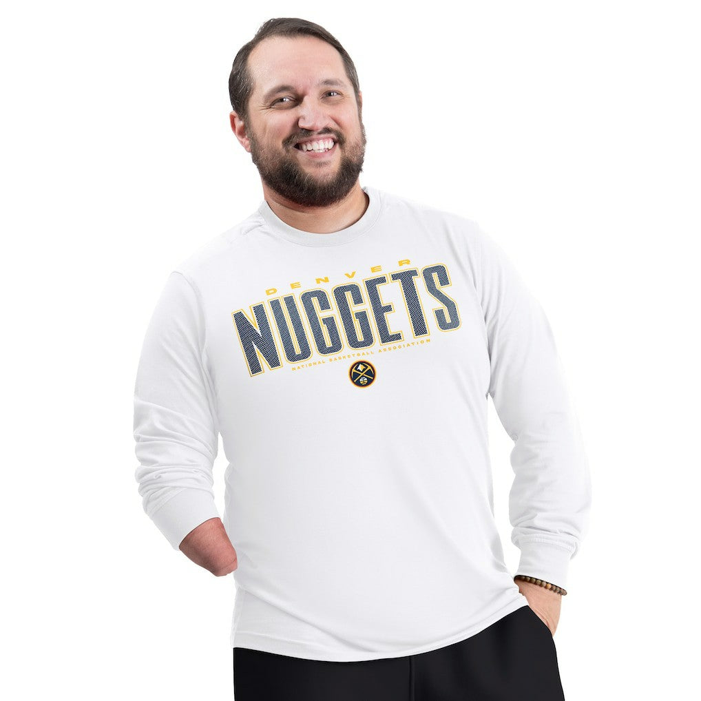 Denver Nuggets G-III Sports by Carl Banks Adaptive Printed Mesh Effect Long Sleeve T-Shirt sale - White for sale