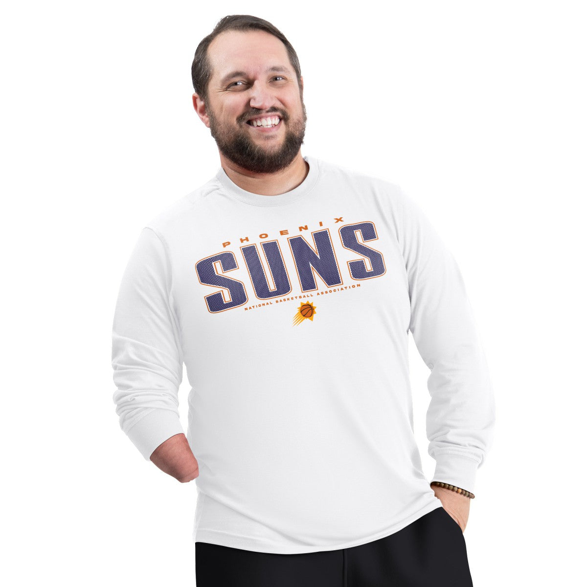 Phoenix Suns G-III Sports by Carl Banks Adaptive Printed Mesh Effect Long Sleeve T-Shirt - White discount