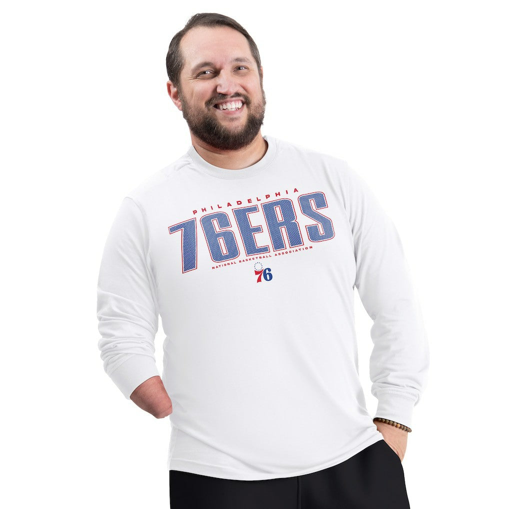 Philadelphia 76ers G-III Sports by Carl Banks Adaptive Printed Mesh Effect Long Sleeve T-Shirt - White cheap