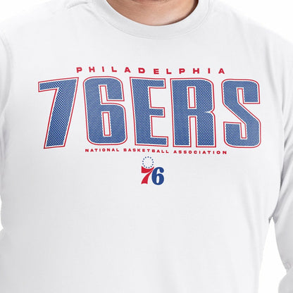 Philadelphia 76ers G-III Sports by Carl Banks Adaptive Printed Mesh Effect Long Sleeve T-Shirt - White cheap