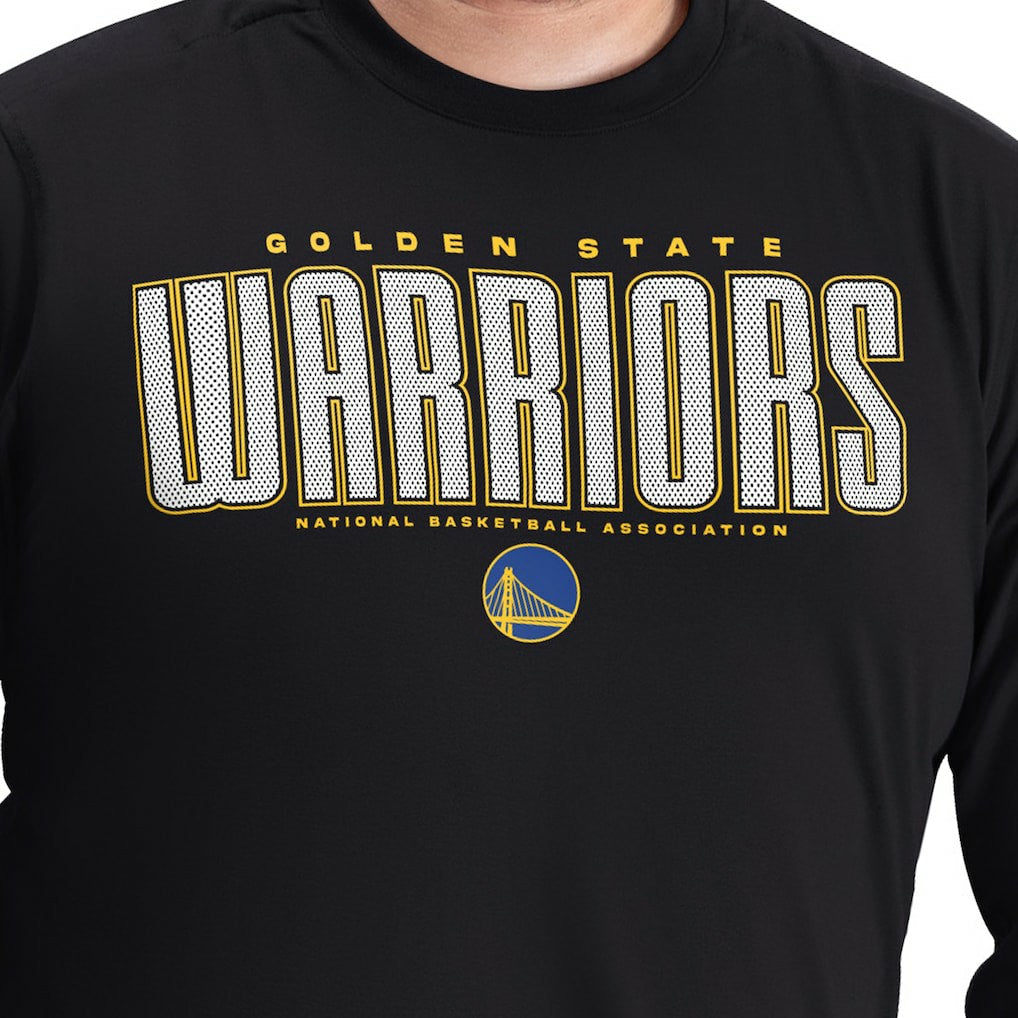 Golden State Warriors G-III Sports by Carl Banks Adaptive Printed Mesh Effect Long Sleeve T-Shirt sale - Black cheap