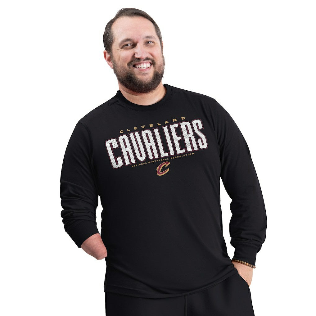 Cleveland Cavaliers G-III Sports by Carl Banks Adaptive Printed Mesh Effect Long Sleeve T-Shirt sale - Black on sale