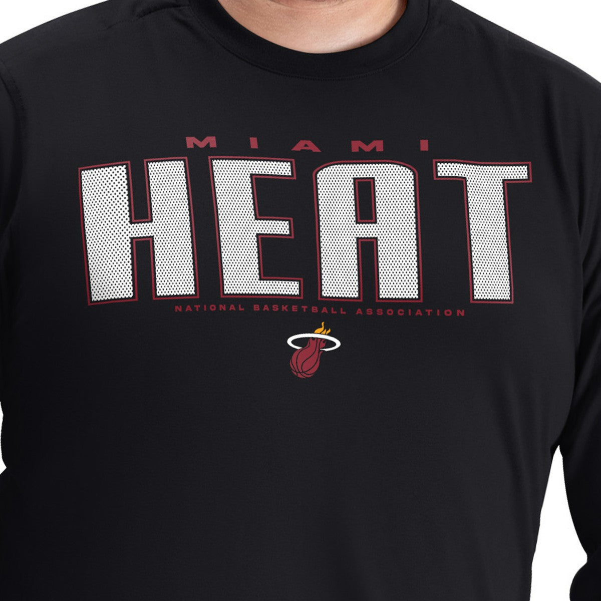 Miami Heat G-III Sports by Carl Banks Adaptive Printed Mesh Effect Long Sleeve T-Shirt - Black for sale