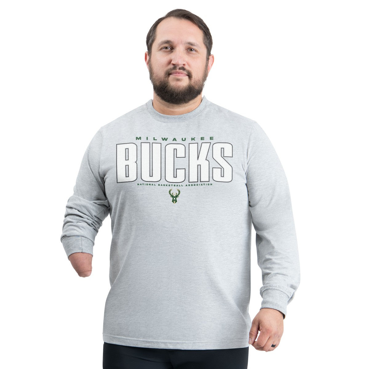 Milwaukee Bucks G-III Sports by Carl Banks Adaptive Printed Mesh Effect Long Sleeve T-Shirt - Gray online