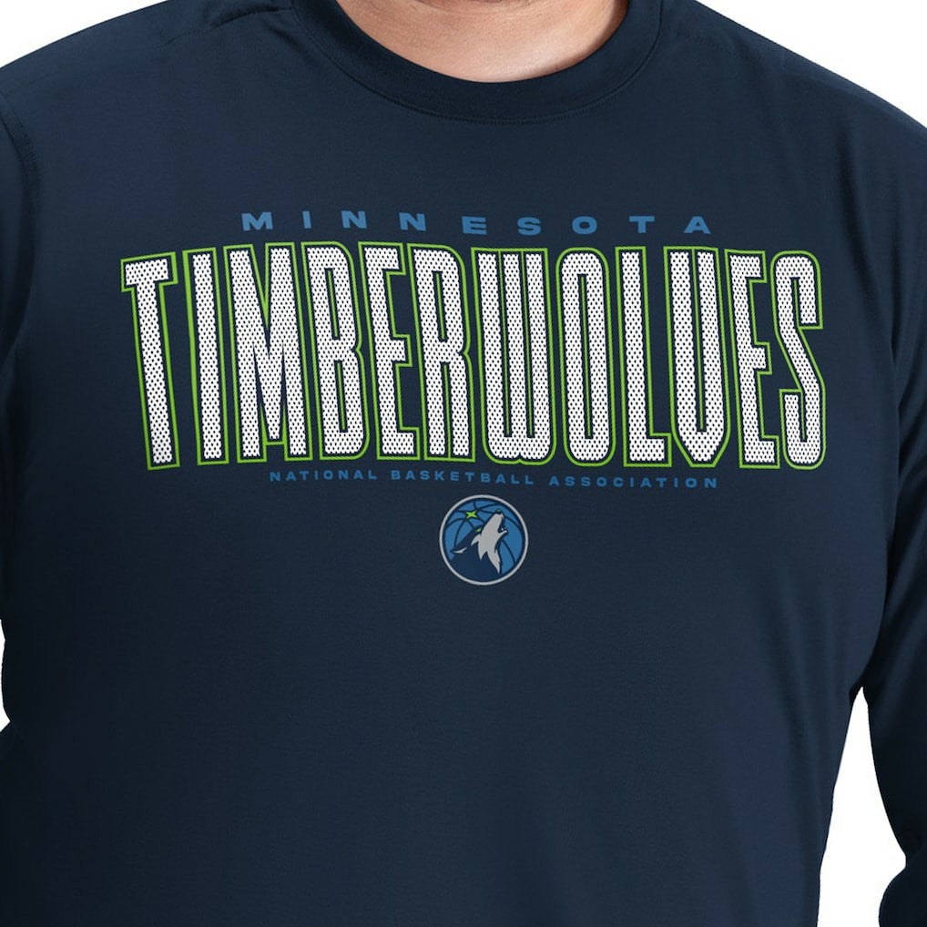 Minnesota Timberwolves G-III Sports by Carl Banks Adaptive Printed Mesh Effect Long Sleeve T-Shirt - Navy on sale