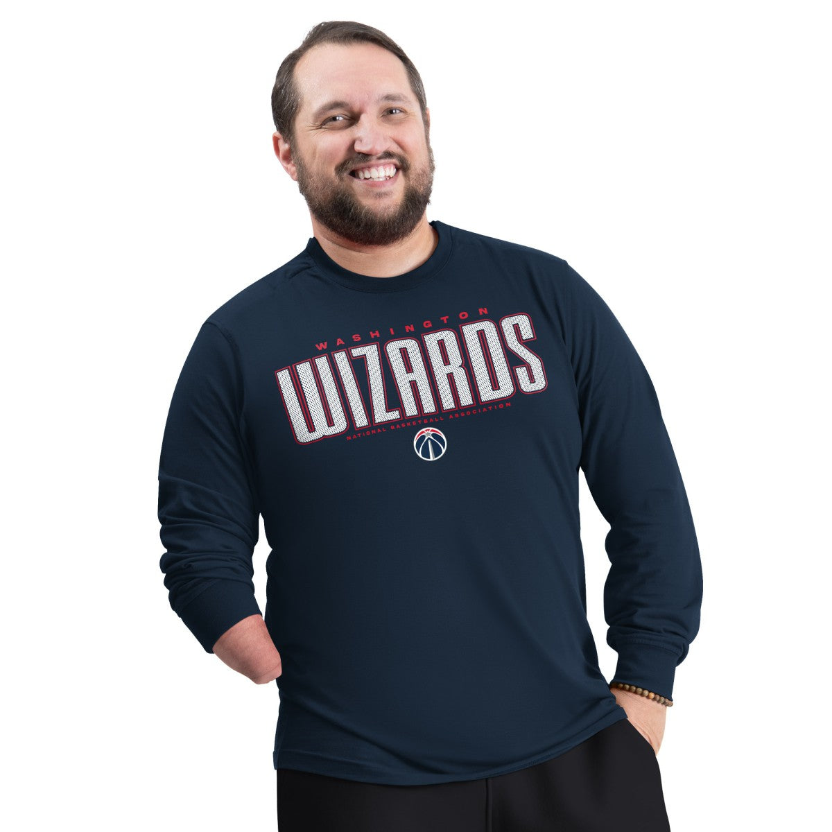 Washington Wizards G-III Sports by Carl Banks Adaptive Printed Mesh Effect Long Sleeve T-Shirt - Navy outlet
