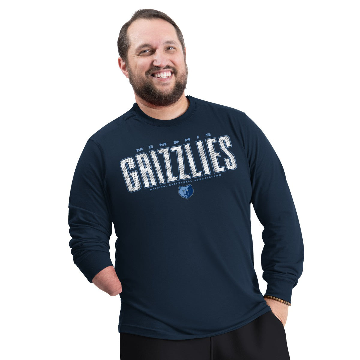 Memphis Grizzlies G-III Sports by Carl Banks Adaptive Printed Mesh Effect Long Sleeve T-Shirt - Navy outlet
