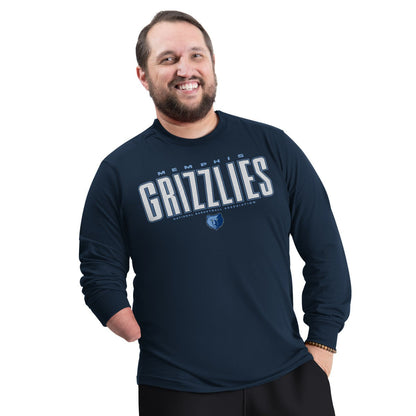 Memphis Grizzlies G-III Sports by Carl Banks Adaptive Printed Mesh Effect Long Sleeve T-Shirt - Navy outlet