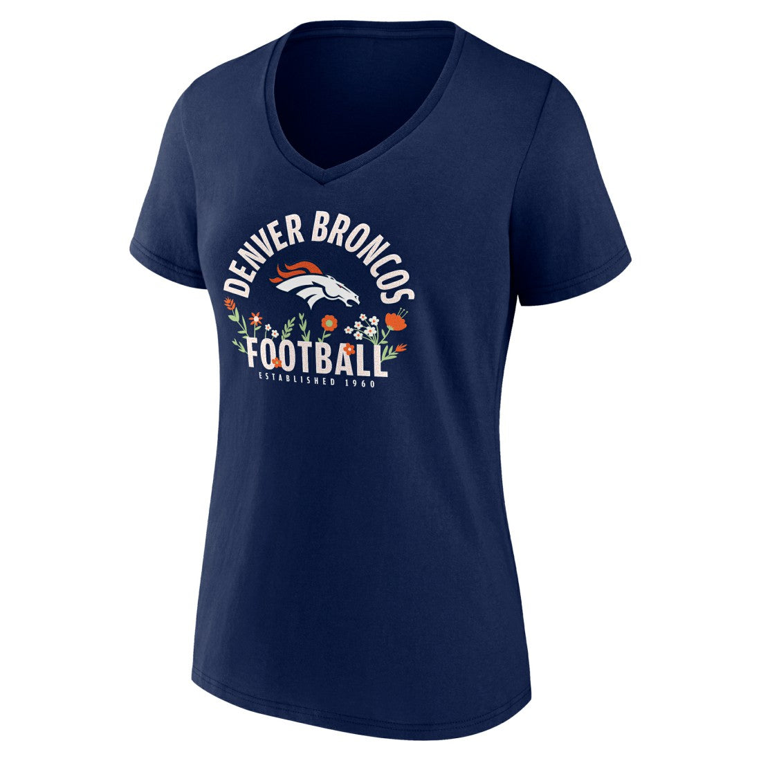 Bo Nix Denver Broncos Women's Floral Name & Number V-Neck T-Shirt - Navy sale