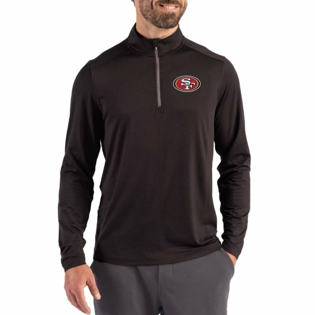 San Francisco 49ers Cutter & Buck Coastline Epic Comfort Recycled Quarter-Zip Pullover - Black on sale