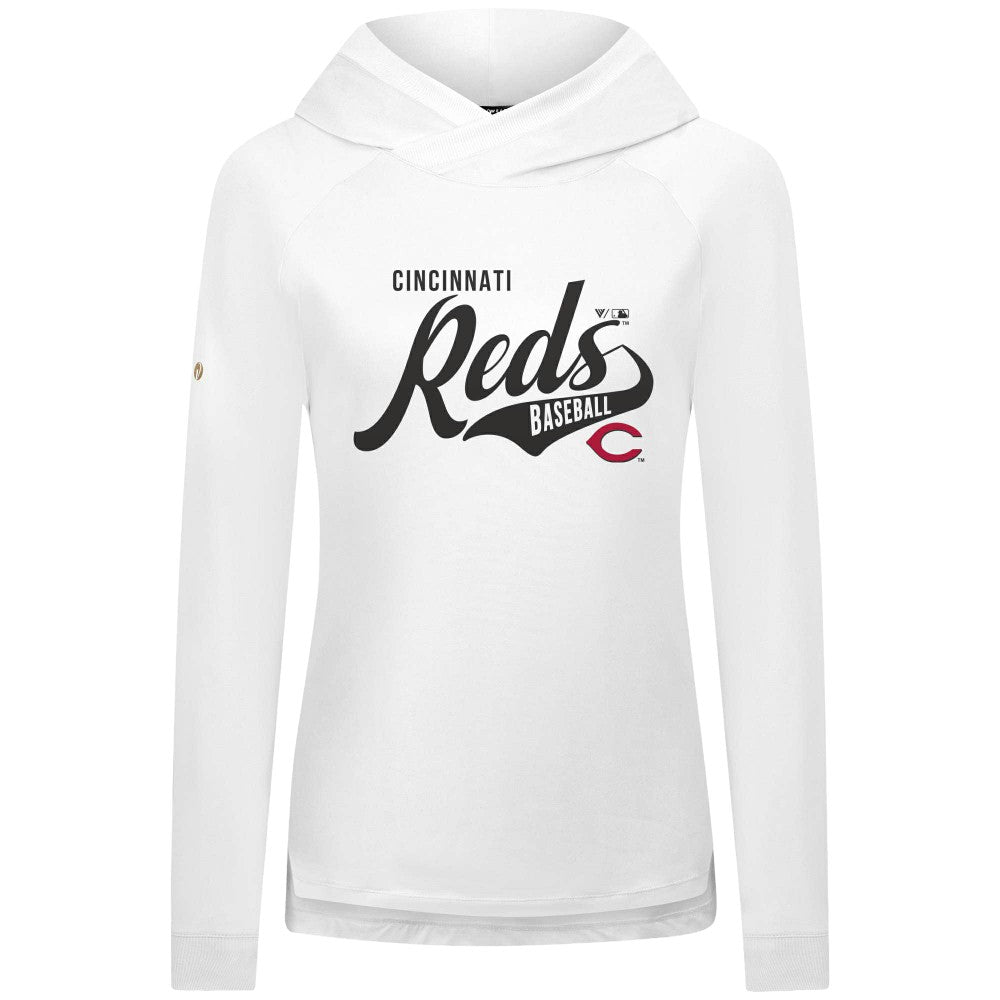 Cincinnati Reds Levelwear Women's Slender Glide Raglan Hoodie - White