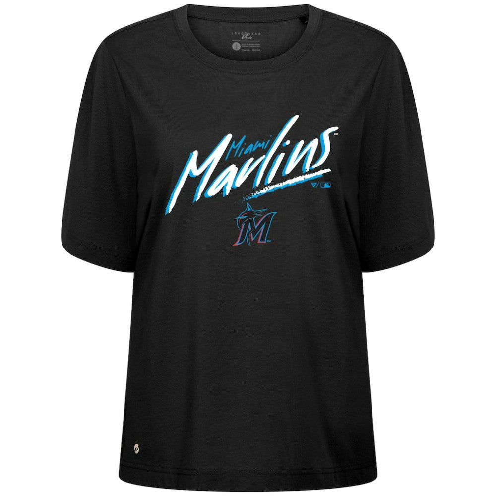 Miami Marlins Levelwear Women's Bloom Sizzle T-Shirt - Black