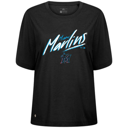 Miami Marlins Levelwear Women's Bloom Sizzle T-Shirt - Black