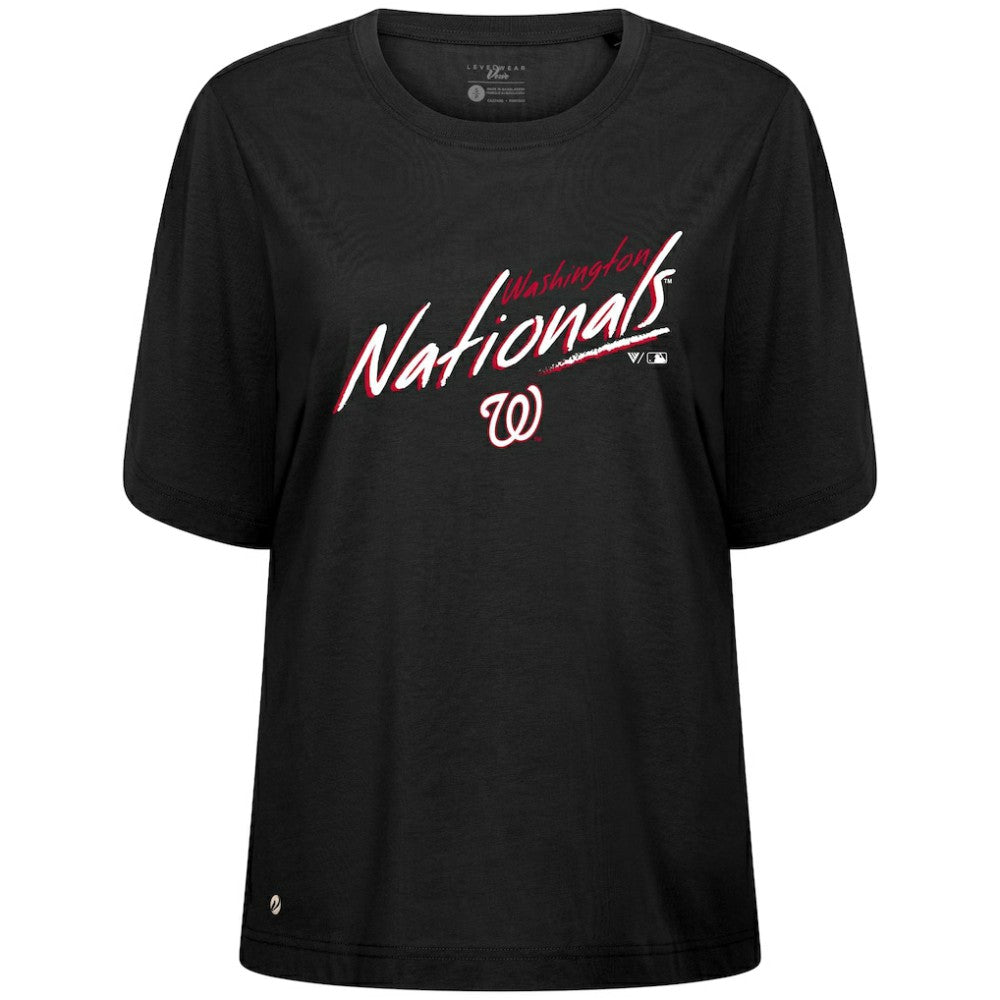 Washington Nationals Levelwear Women's Bloom Sizzle T-Shirt - Black