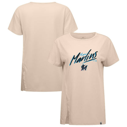 Miami Marlins Levelwear Women's Influx Sizzle T-Shirt - Khaki