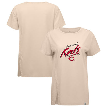 Cincinnati Reds Levelwear Women's Influx Sizzle T-Shirt - Khaki