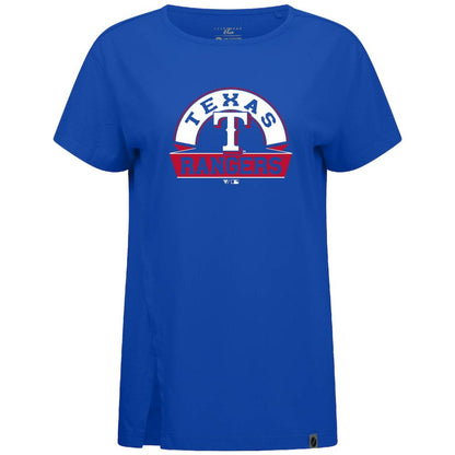 Texas Rangers Levelwear Women's Influx Banner Arch T-Shirt - Royal