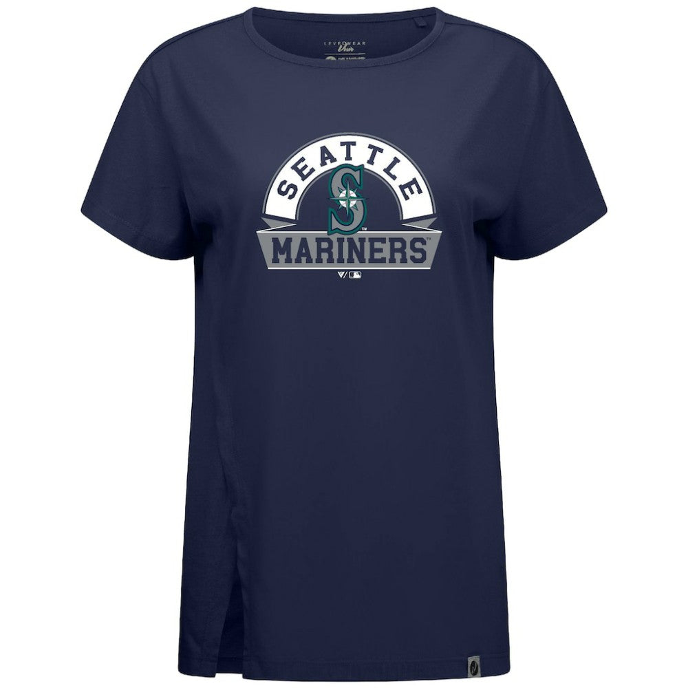 Seattle Mariners Levelwear Women's Influx Banner Arch T-Shirt - Navy