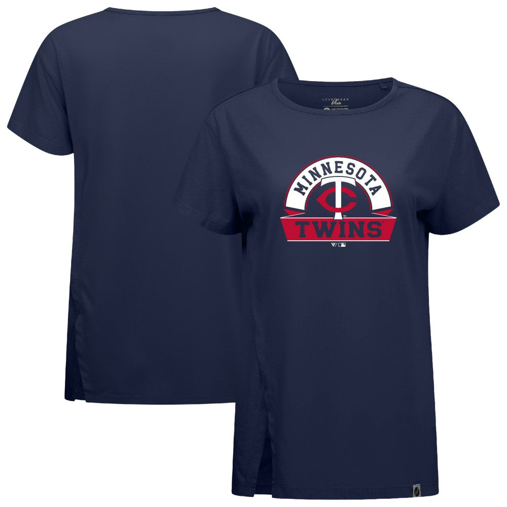 Minnesota Twins Levelwear Women's Influx Banner Arch T-Shirt - Navy