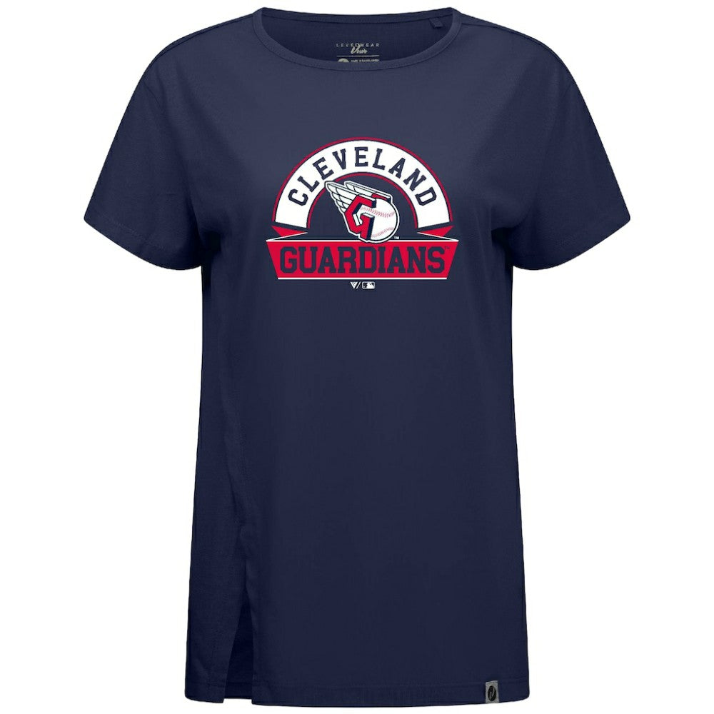 Cleveland Guardians Levelwear Women's Influx Banner Arch T-Shirt - Navy
