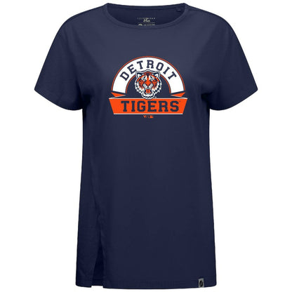 Detroit Tigers Levelwear Women's Influx Banner Arch T-Shirt - Navy