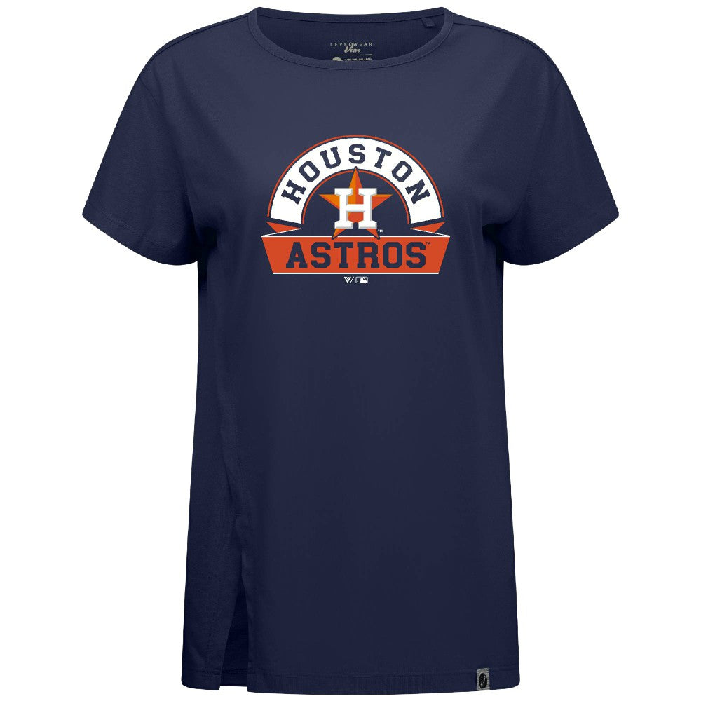 Houston Astros Levelwear Women's Influx Banner Arch T-Shirt - Navy