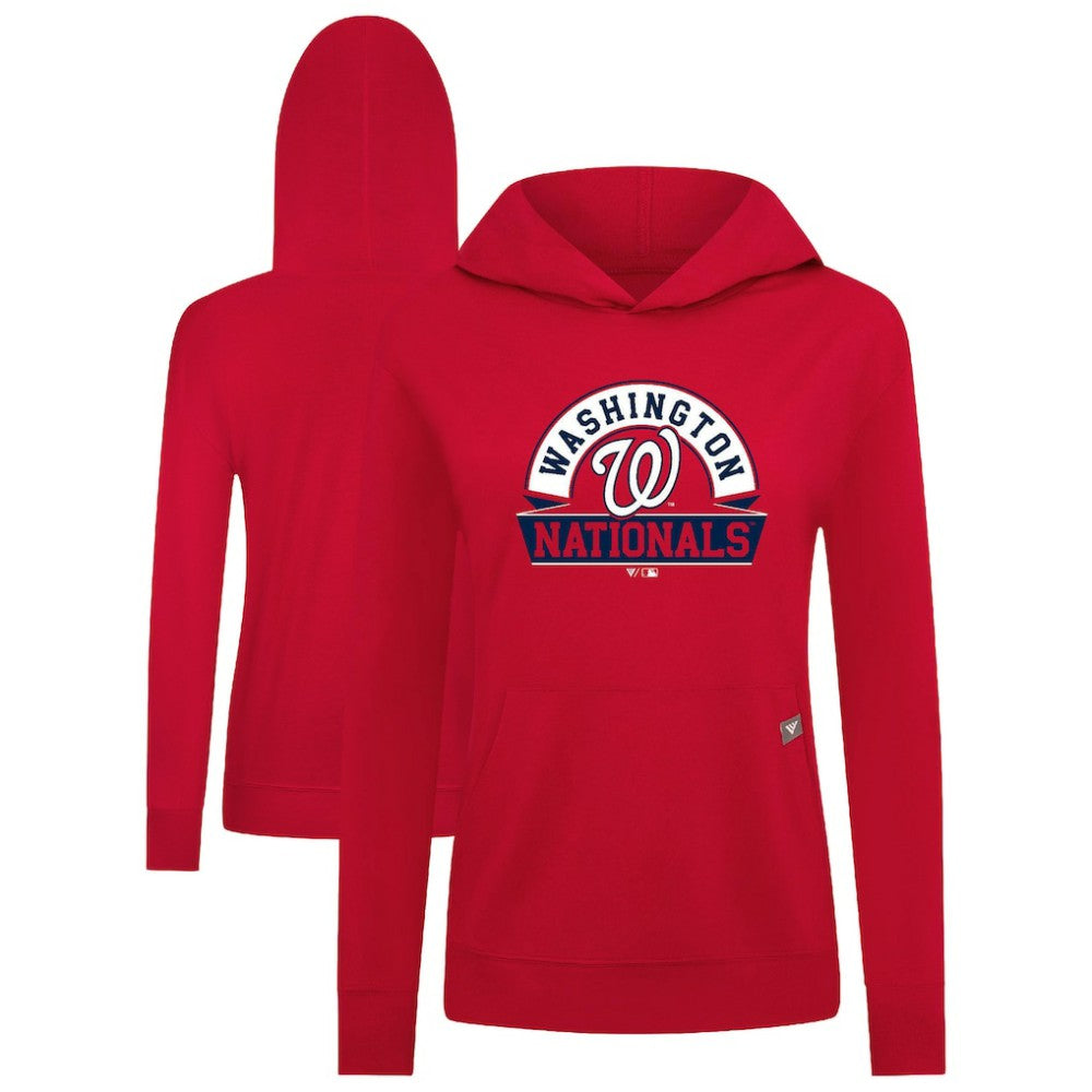 Washington Nationals Levelwear Women's Relay Banner Arch Long Sleeve T-Shirt Hoodie - Red