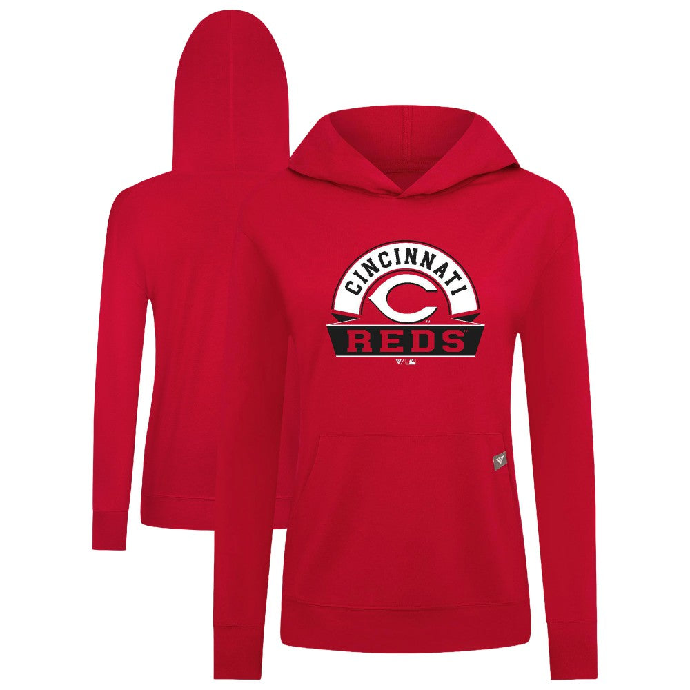 Cincinnati Reds Levelwear Women's Relay Banner Arch Long Sleeve T-Shirt Hoodie - Red