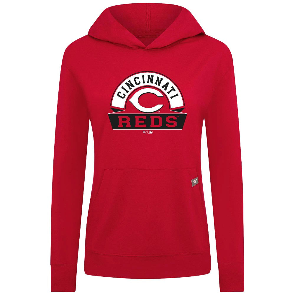 Cincinnati Reds Levelwear Women's Relay Banner Arch Long Sleeve T-Shirt Hoodie - Red