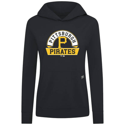Pittsburgh Pirates Levelwear Women's Relay Banner Arch Long Sleeve T-Shirt Hoodie - Black