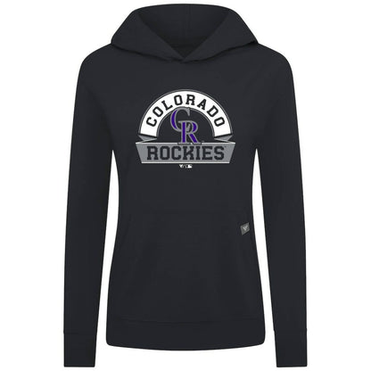 Colorado Rockies Levelwear Women's Relay Banner Arch Long Sleeve T-Shirt Hoodie - Black