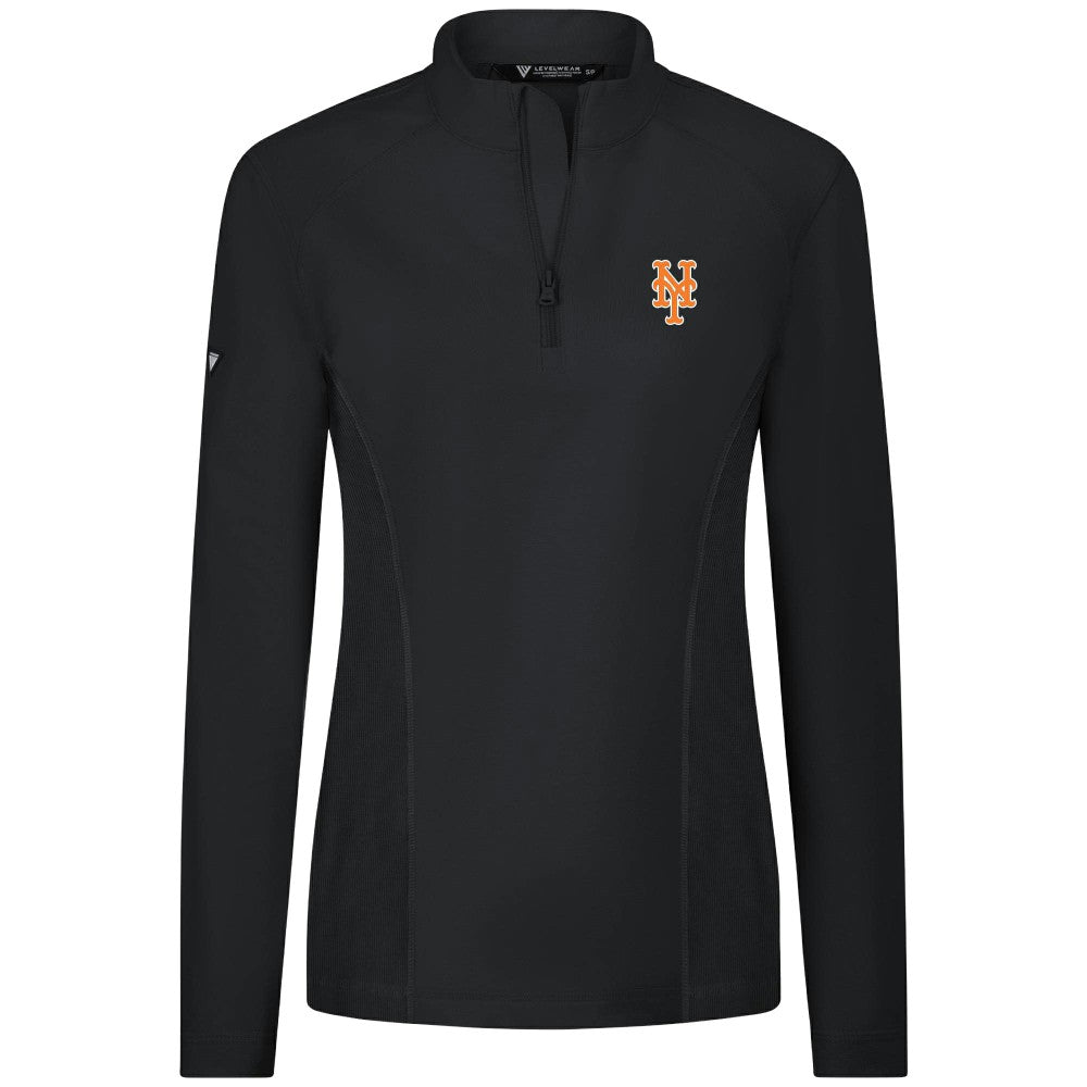 New York Mets Levelwear Women's Upright Insignia 2.0 Quarter-Zip Tri-Blend Top - Black