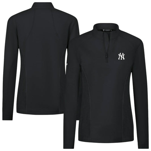 New York Yankees Levelwear Women's Upright Insignia 2.0 Quarter-Zip Tri-Blend Top - Black