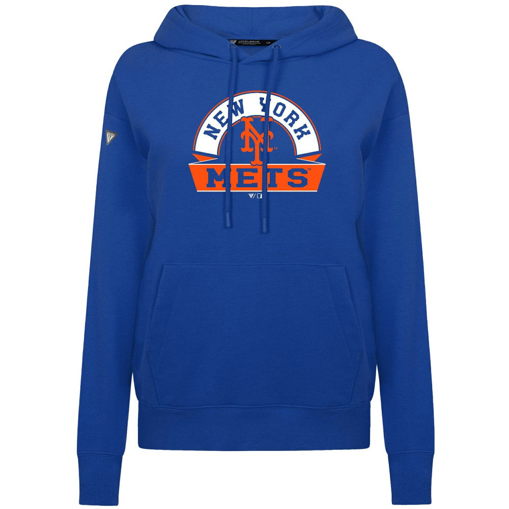 New York Mets Levelwear Women's Adorn Banner Arch Hoodie - Royal