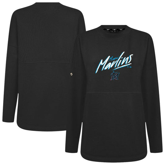 Miami Marlins Levelwear Women's Oversized Beaudry Sizzle Top - Black