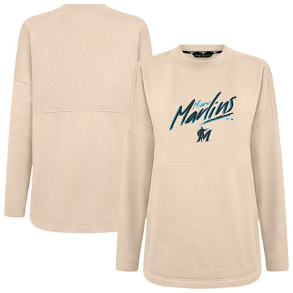 Miami Marlins Levelwear Women's Oversized Beaudry Sizzle Top - Khaki