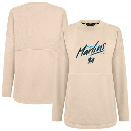 Miami Marlins Levelwear Women's Oversized Beaudry Sizzle Top - Khaki