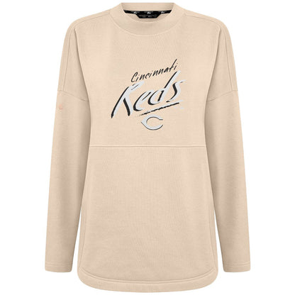 Cincinnati Reds Levelwear Women's Oversized Beaudry Sizzle Top - Khaki