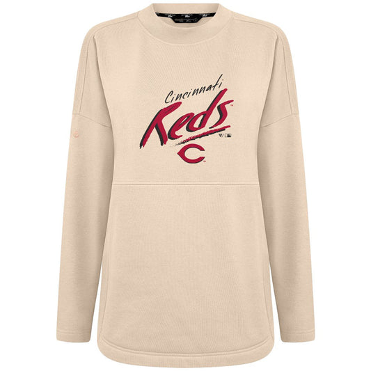 Cincinnati Reds Levelwear Women's Oversized Beaudry Sizzle Top - Khaki