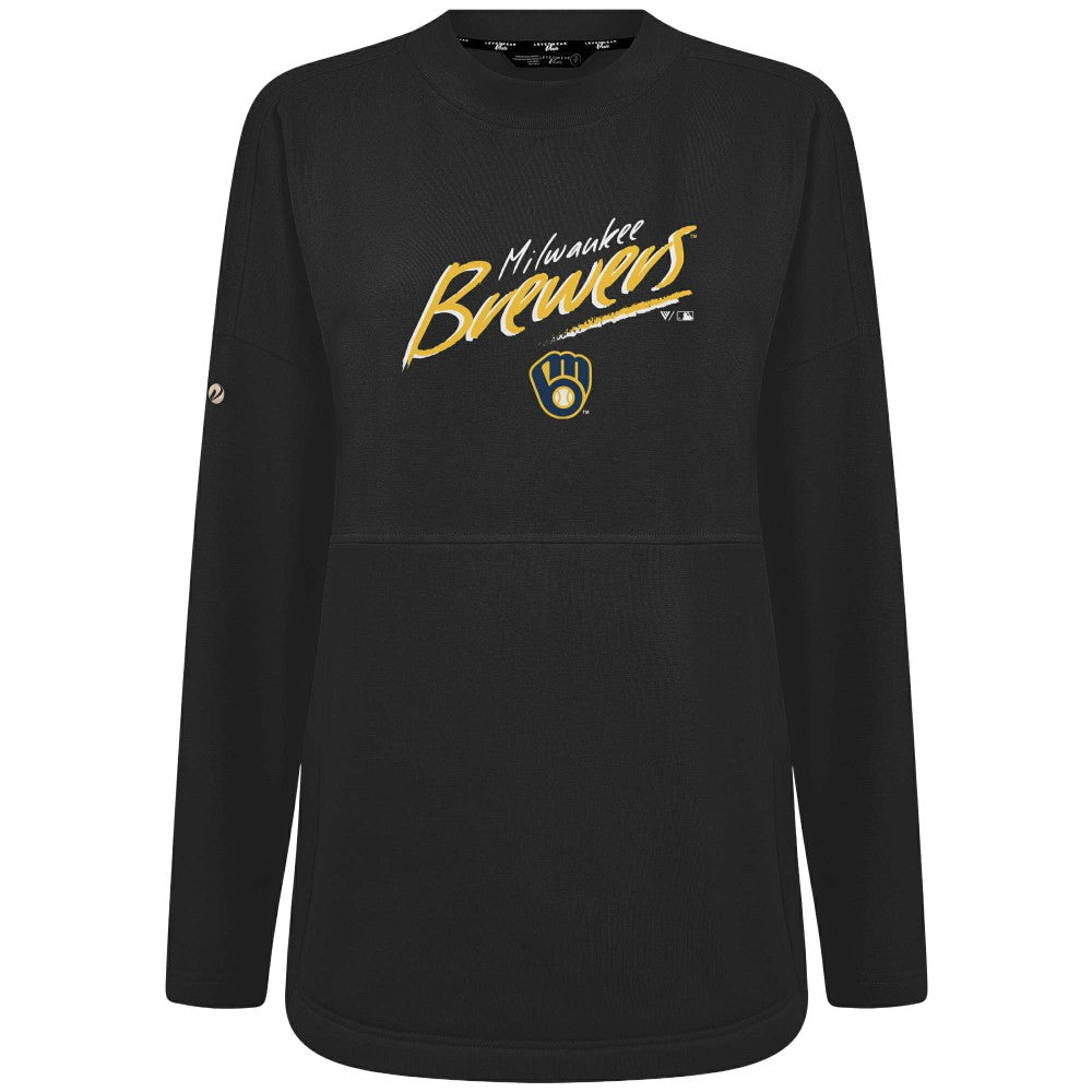 Milwaukee Brewers Levelwear Women's Oversized Beaudry Sizzle Top - Black