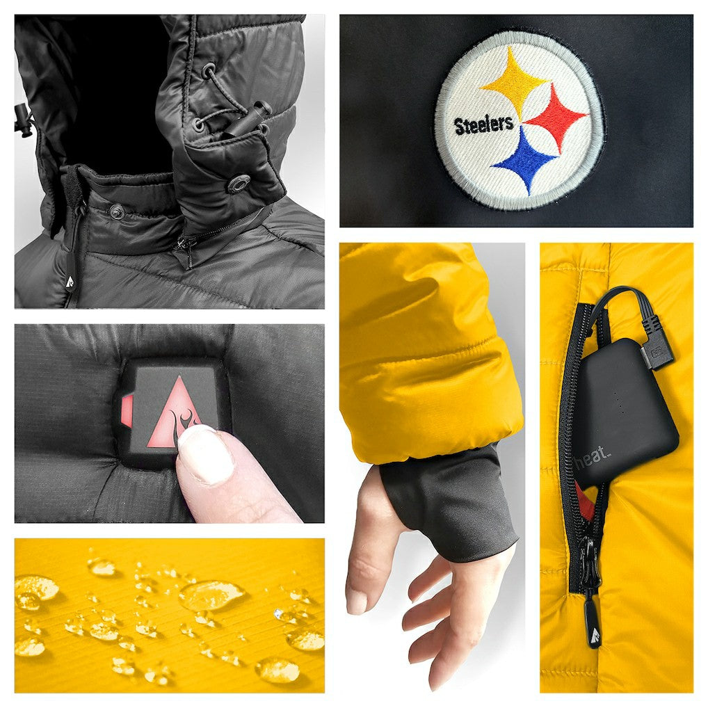 Pittsburgh Steelers ActionHeat 5V Battery Heated Colorblock Full-Zip Puffer Jacket - Black/Gold online