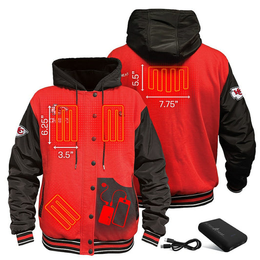 Kansas City Chiefs ActionHeat 5V Battery Heated Full-Snap Varsity Jacket - Red/Black online