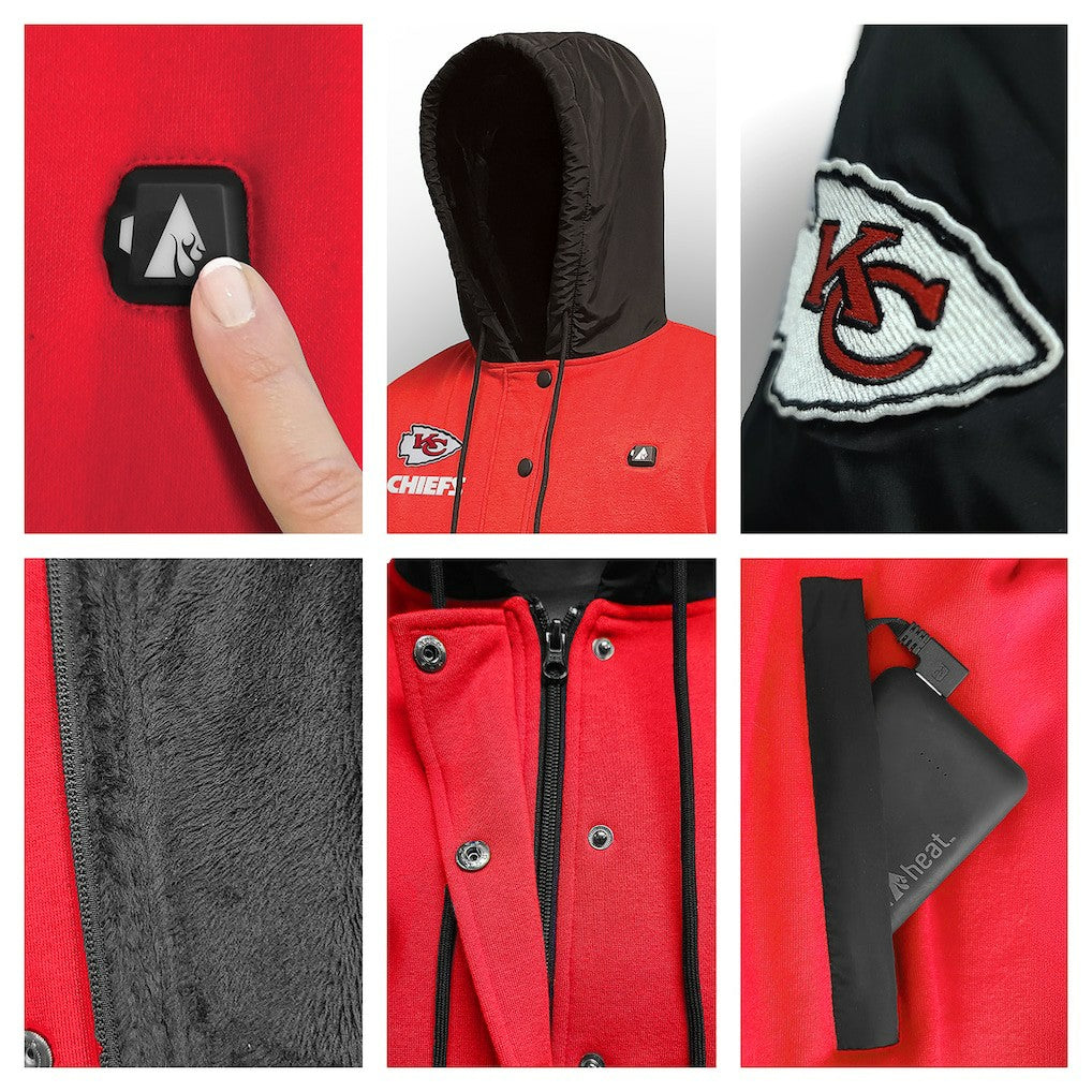 Kansas City Chiefs ActionHeat 5V Battery Heated Full-Snap Varsity Jacket - Red/Black online