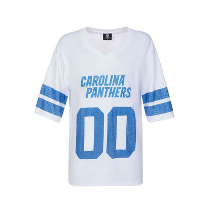 Carolina Panthers Cuce Women's Rhinestone V-Neck Tunic - White on sale