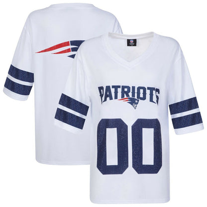 New England Patriots Cuce Women's Rhinestone V-Neck Tunic - White outlet