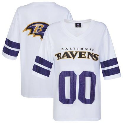 Baltimore Ravens Cuce Women's Rhinestone V-Neck Tunic - White sale