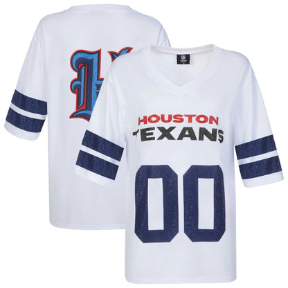 Houston Texans Cuce Women's Rhinestone V-Neck Tunic - White for sale
