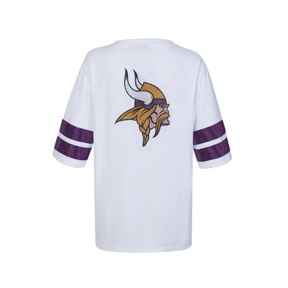 Minnesota Vikings Cuce Women's Rhinestone V-Neck Tunic - White cheap