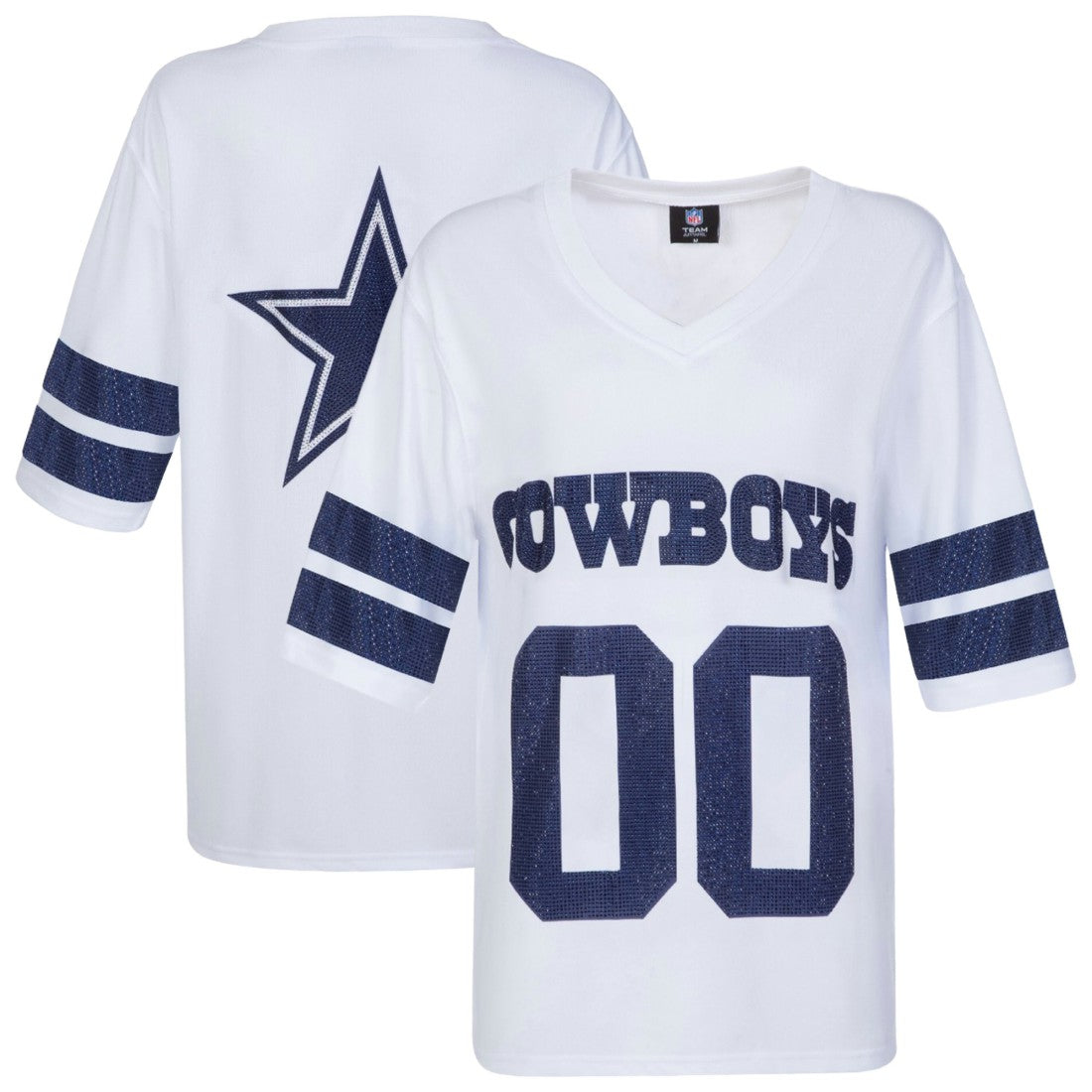 Dallas Cowboys Cuce Women's Rhinestone V-Neck Tunic - White sale