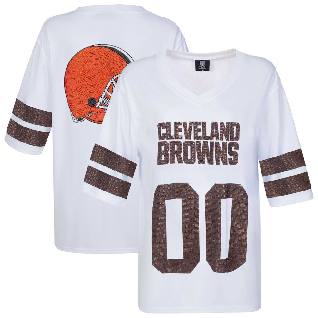 Cleveland Browns Cuce Women's Rhinestone V-Neck Tunic - White online